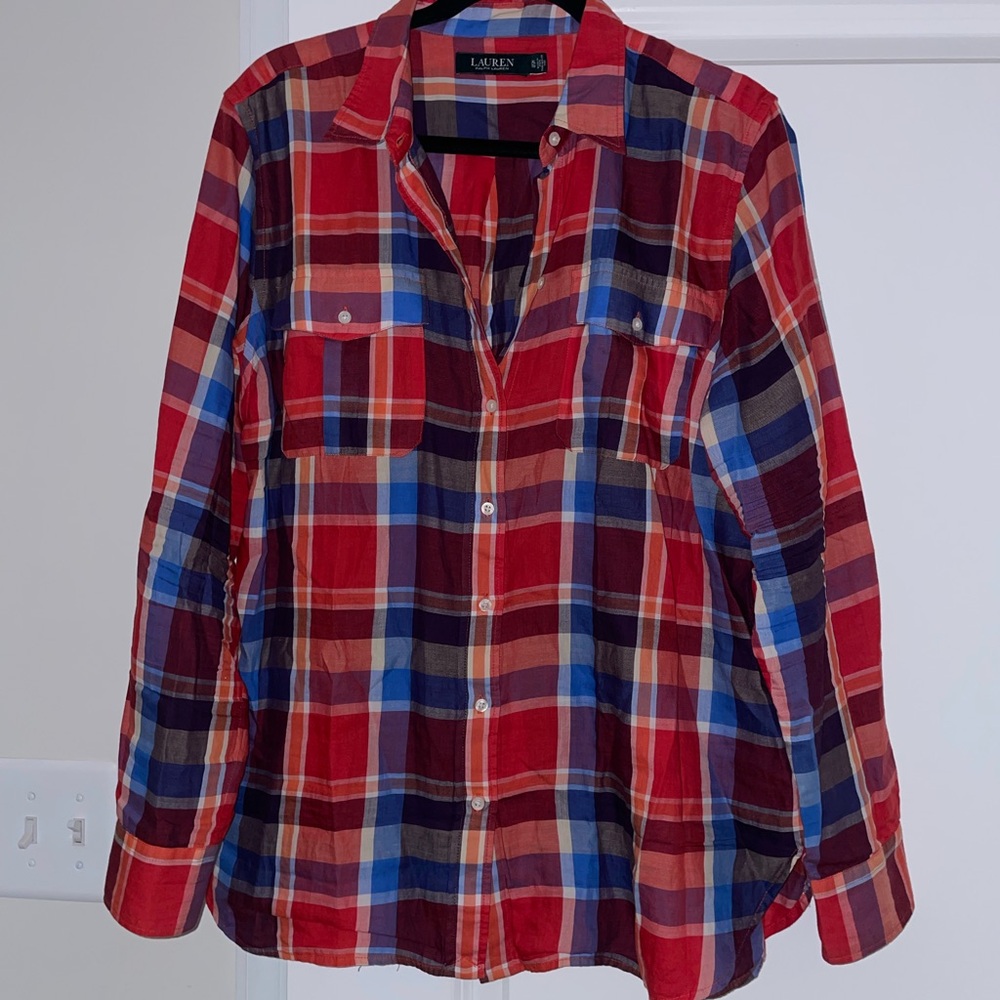 Ralph Lauren Red and Blue Plaid Button Down Shirt